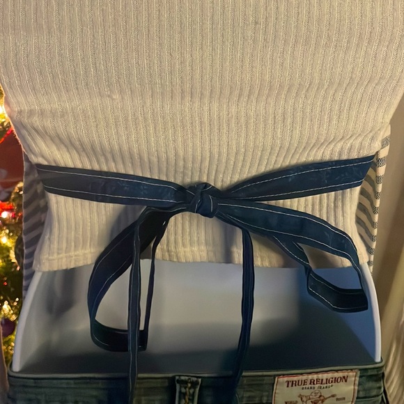 Elegant blue striped Handmade Apron - Picture 6 of 10